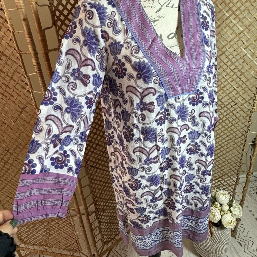 Zara Purple Cotton Tunic - Picture 4 of 11